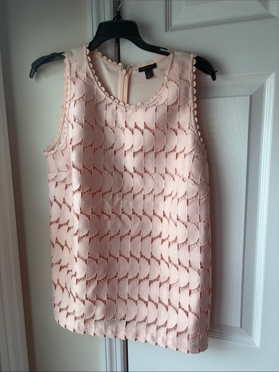 Ann Taylor Tops - Ann Taylor Textured Blush Pink Sleeveless Lace Overlay Top